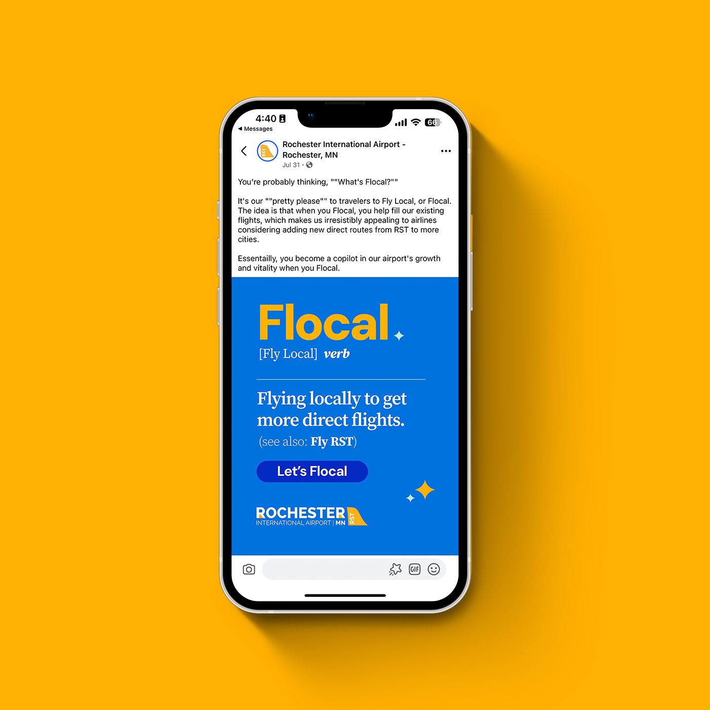 Flocal airport marketing campaign - social media post