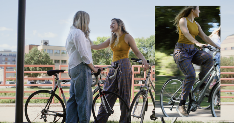 Rochester Downtown Alliance Tourism Video Cover Image - two women on bikes saying hello